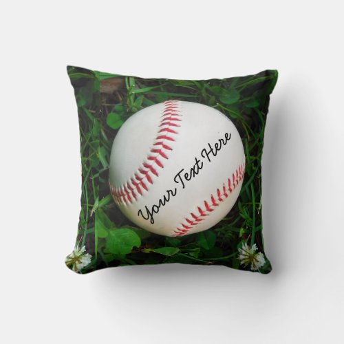 Personalized Pillow White Baseball red stitching