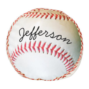 Personalized Pillow White Baseball red stitching