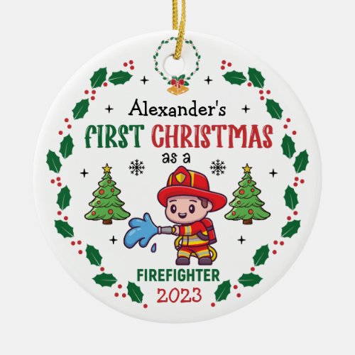 Personalized Pilot Firefighter Christmas Tree Ceramic Ornament
