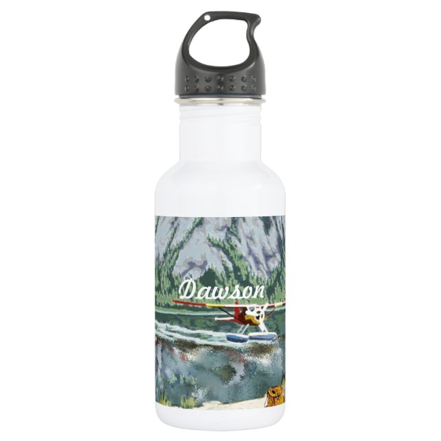 Personalized Pilot's Bush Plane Stainless Steel Water Bottle (Front)