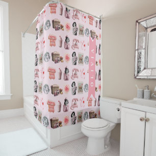 Personalized Pin-Up Glam Old Hollywood Retro Shower Curtain