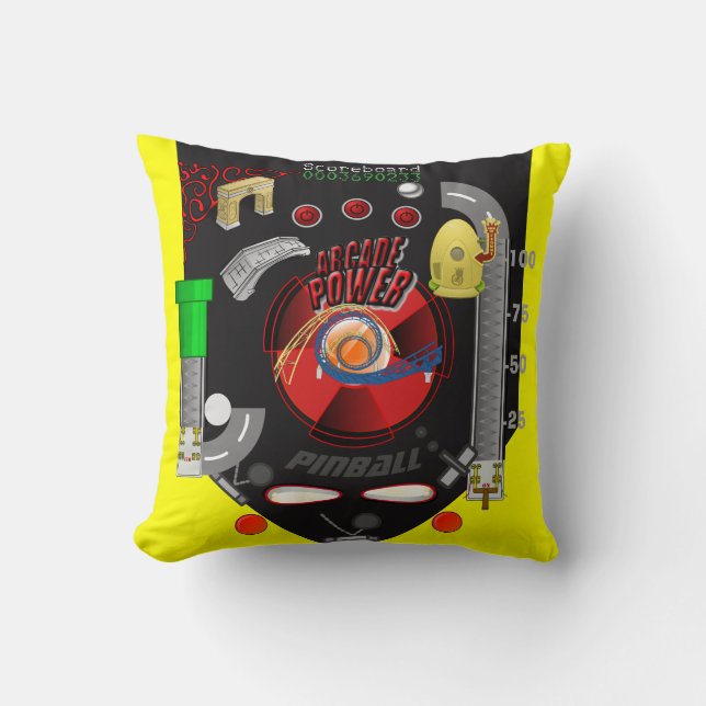 Personalized Pinball Arcade Decor Throw Pillow (Front)