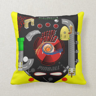 Personalized Pinball Arcade Decor Throw Pillow