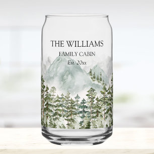 Personalized Pine Forest and Mountains Can Glass