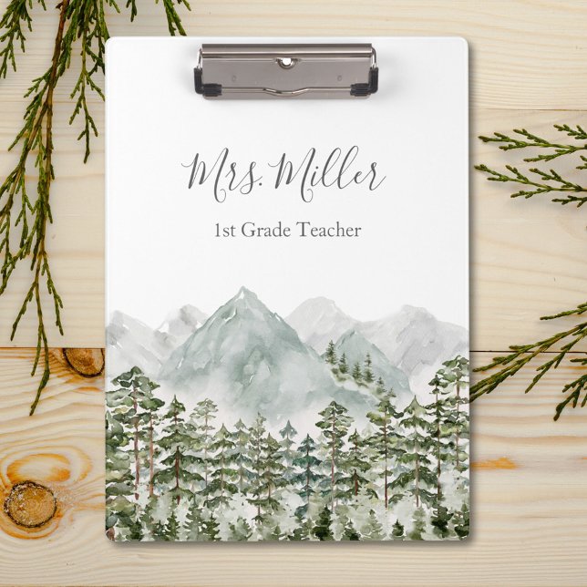 Personalized Pine Forest and Mountains Clipboard (Close up)