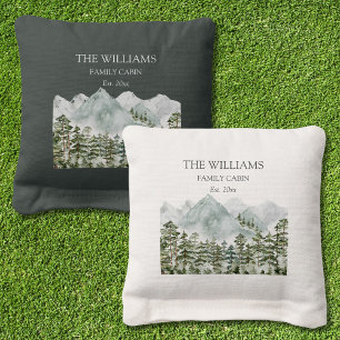 Personalized Pine Forest and Mountains Cornhole Bags