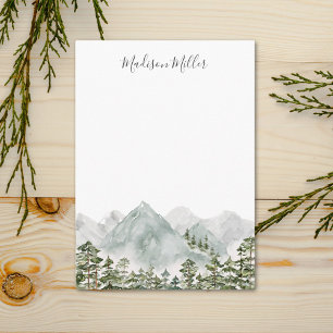 Personalized Pine Forest and Mountains Note Card