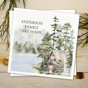 Personalized Pine Forest Family Lake House Cabin Napkins
