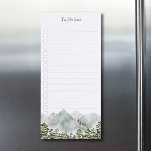 Personalized Pine Forest Mountain To Do Check List Magnetic Notepad