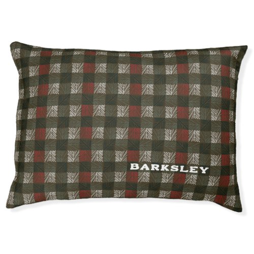 Personalized Pine Needle Plaid Pet Bed