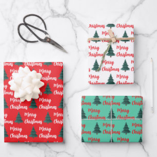 Personalized Pine Tree & Merry Christmas  Wrapping Paper Sheets