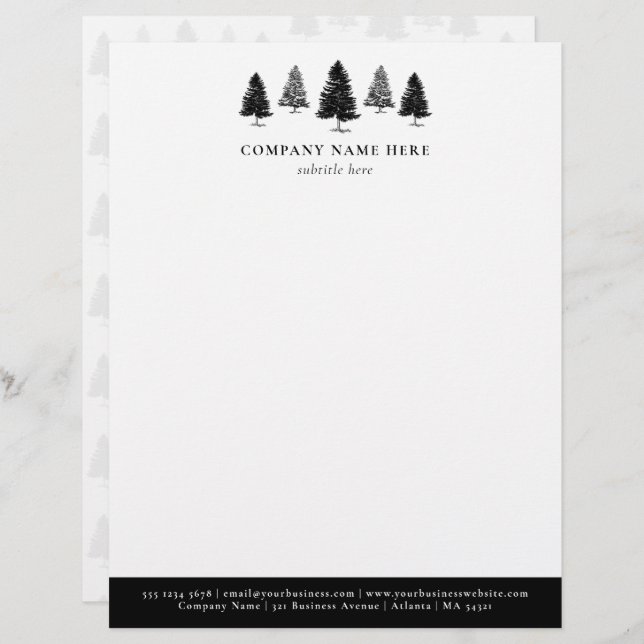 Personalized Pine Tree Themed Business  Letterhead (Front/Back)