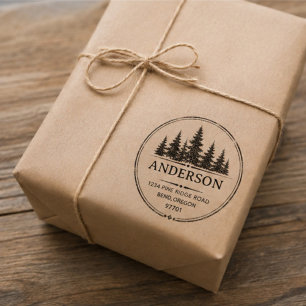 Personalized Pine Trees Return Address family name Self-inking Stamp