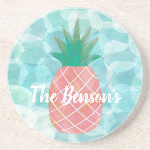 Personalized Pineapple Bar Drink Coasters 