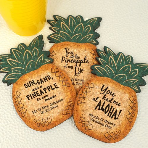 Personalized Pineapple Cork Coaster