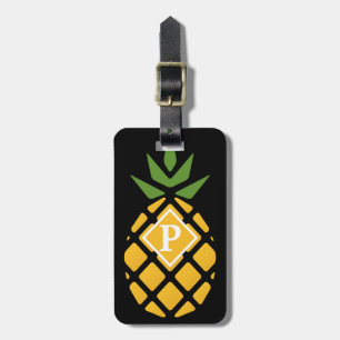 Personalized Pineapple   Editable Black Luggage Tag