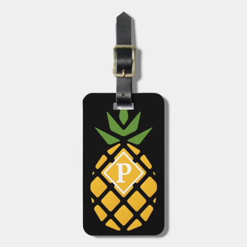 Personalized Pineapple  Editable Black Luggage Tag