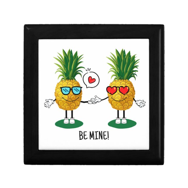 Personalized Pineapple Emoji Love Couple Gift Box (Front)