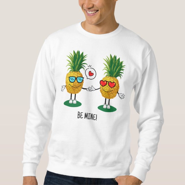 Personalized Pineapple Emoji Love Couple Sweatshirt (Front)