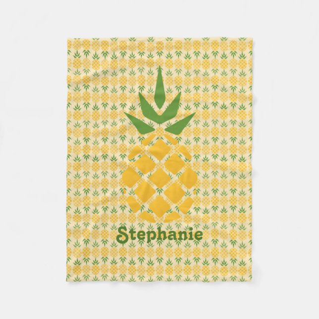 Personalized Pineapple Fleece Blanket (Front)