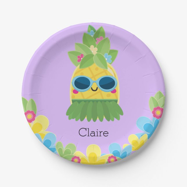 Personalized Pineapple Girls Ms Onederful First Pa Paper Plates (Front)