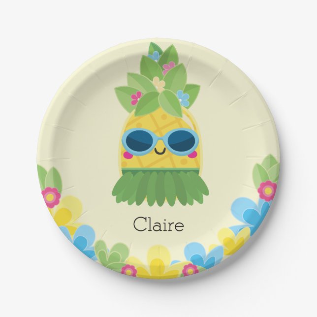 Personalized Pineapple Girls Ms Onederful First Pa Paper Plates (Front)