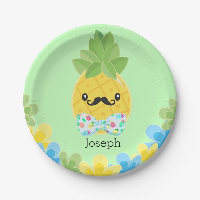 Personalized Pineapple Little Mister Boys   Paper Paper Plates (Front)