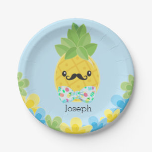 Personalized Pineapple Little Mister Boys Paper Plates