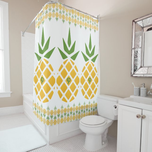 Personalized Pineapple Pattern Shower Curtain (In Situ)