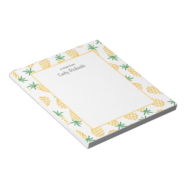 Personalized pineapple patterned Notepad (Angled)