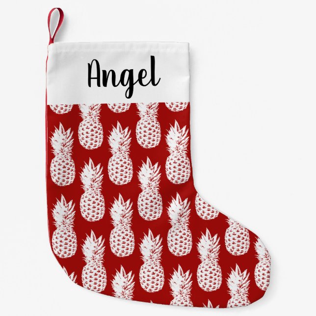 Personalized pineapple print Christmas stocking (Front)