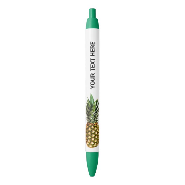 Personalized pineapple print pens with custom text (Front Vertical)