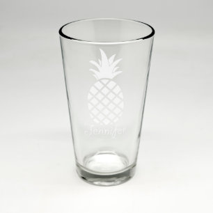 Personalized Pineapple Sand Etched Pint Glass
