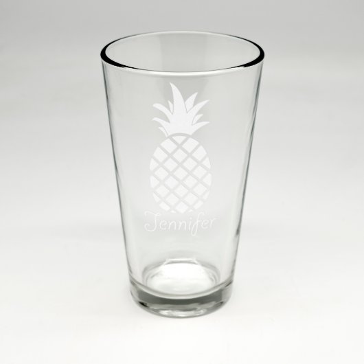 Personalized Pineapple Sand Etched Pint Glass (Front)