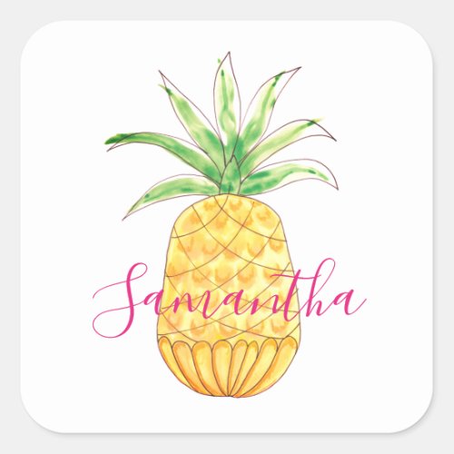 Personalized Pineapple Square Sticker