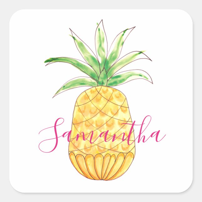 Personalized Pineapple Square Sticker (Front)
