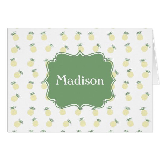 Personalized Pineapple Stamp Pattern Cards (Front Horizontal)