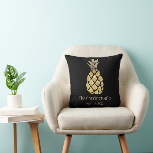 Personalized Pineapple Stenciled  Throw Pillow