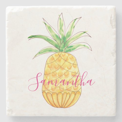 Personalized Pineapple Stone Coaster