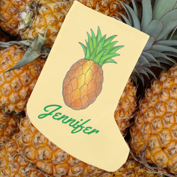 Personalized Pineapple Tropical Island Fruit Small Christmas Stocking by rebeccaheartsny at Zazzle