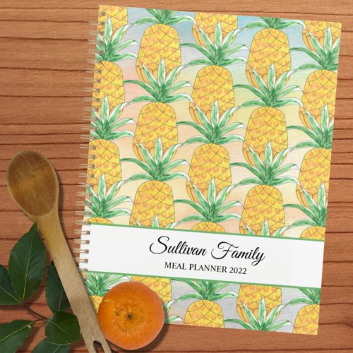 Personalized Pineapple Watercolor Family Meal Planner