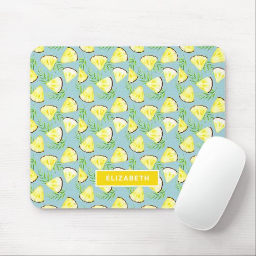 Personalized Pineapples Pattern Tropical Monogram Mouse Pad
