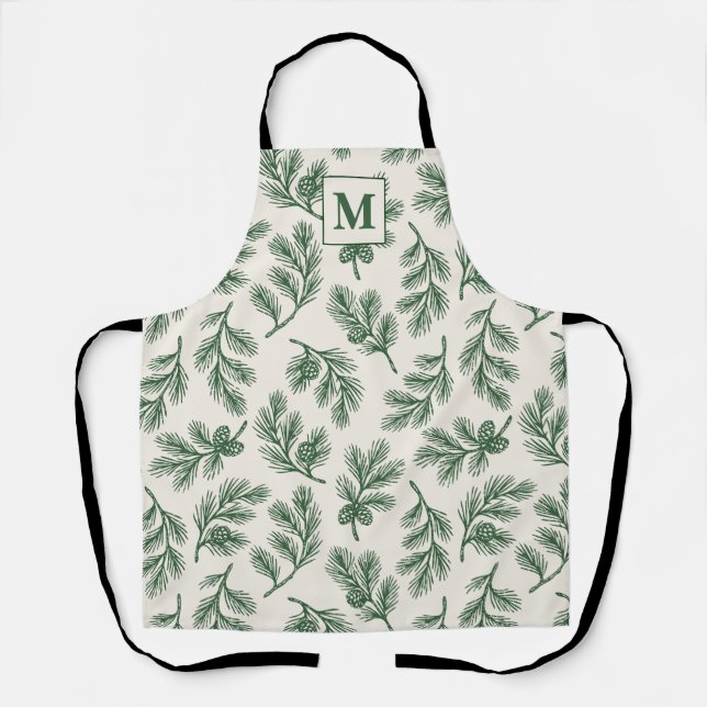 Personalized Pinecone Christmas Apron (Front)