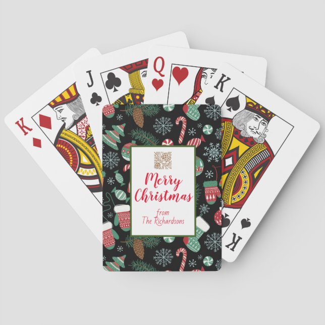 Personalized Pinecones, Candy Canes Mittens Trees Poker Cards (Back)