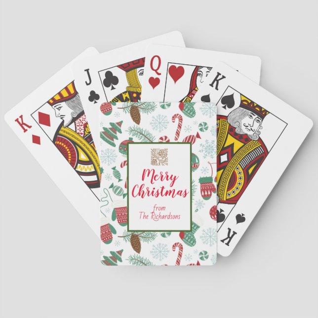 Personalized Pinecones, Candy Canes Mittens Trees Poker Cards (Back)