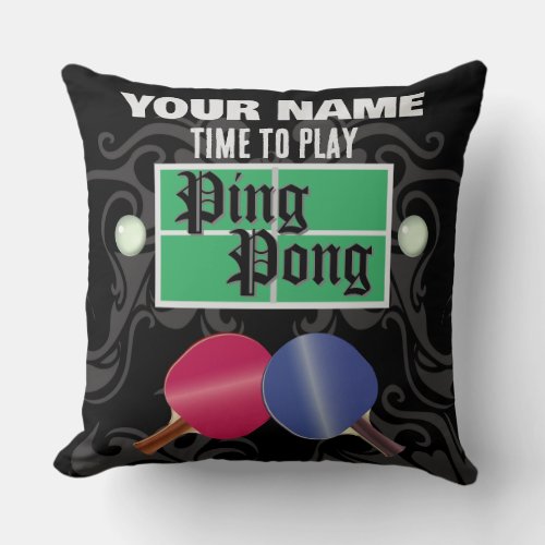 Personalized Ping Pong Table Tennis Throw Pillow