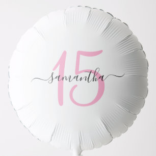 Personalized Pink 15th Birthday Balloon