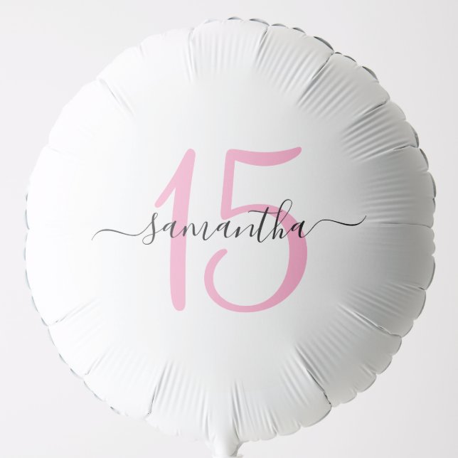 Personalized Pink 15th Birthday Balloon (Front)