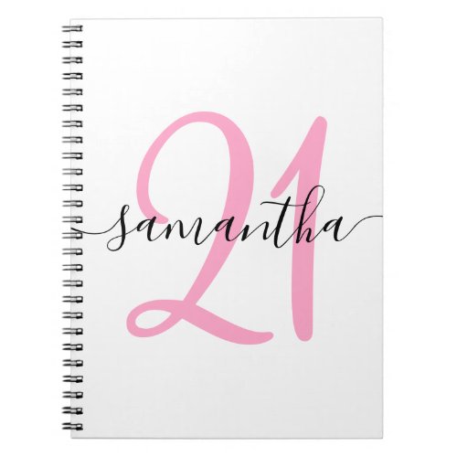 Personalized Pink 21st Birthday Guestbook Notebook