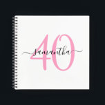 Personalized Pink 40th Birthday Guestbook Notebook<br><div class="desc">Minimalist pink 40 blank square notebook that can be used as a guestbook on her special fortieth birthday.
With some customization,  you will be able to ungroup the numbers to match another milestone birthday. 
Create your own girly name and birthday notebook.</div>